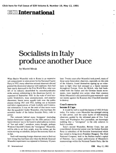 Socialists in Italy Produce Another Duce