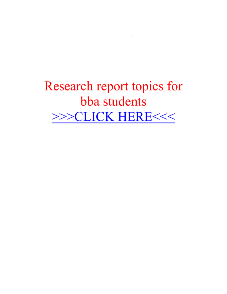 Research Report Topics For Bba Students