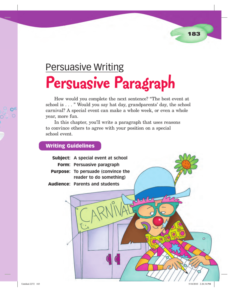 persuasive paragraph writing