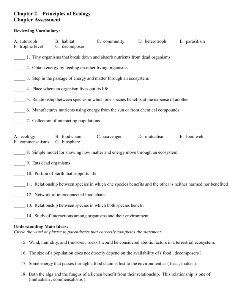 chapter 23 assessment worksheet in pdf format Pertaining To Principles Of Ecology Worksheet Answers