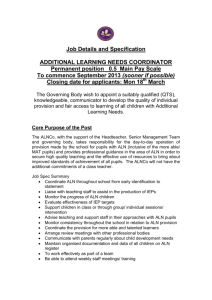 Job Details and Specification ADDITIONAL LEARNING