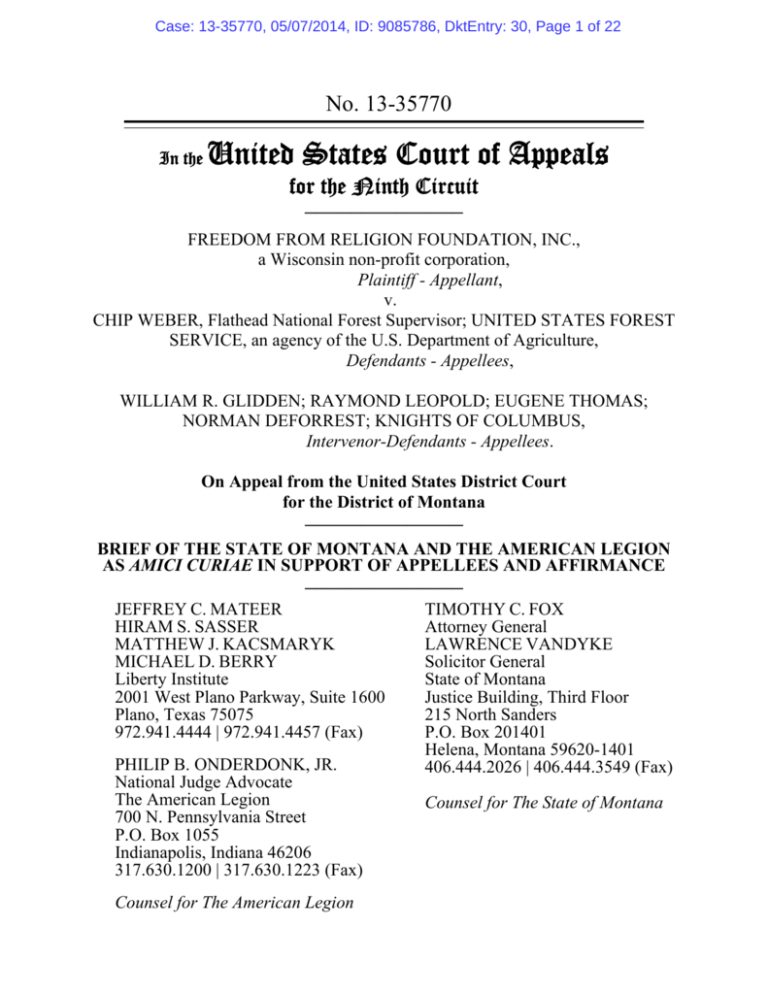Amicus Brief of State of Montana and American Legion