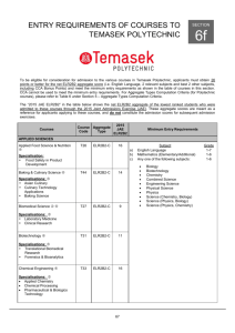 Temasek Polytechnic - Joint Polytechnic Special Admissions Exercise