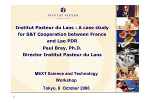 Institut Pasteur du Laos a case study for S&T cooperation between