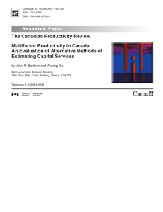Multifactor Productivity in Canada: An Evaluation of Alternative