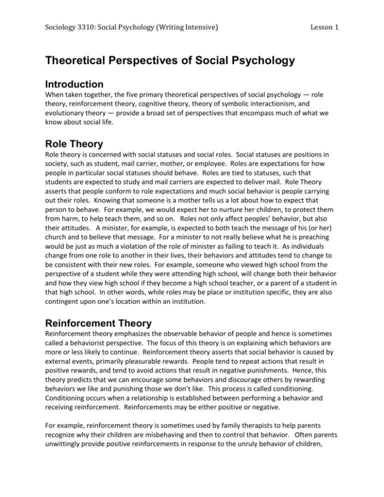 Theoretical Perspectives Of Social Psychology Introduction