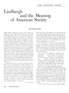 Lindbergh and the Meaning of American Society