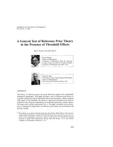 A General Test of Referente Price Theory in the Presence of