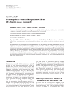 Review Article Hematopoietic Stem and Progenitor Cells as