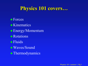Physics 101 covers…
