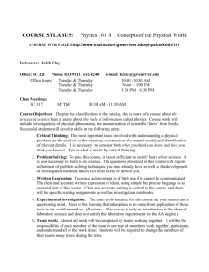 Physics 101 B Concepts of the Physical World