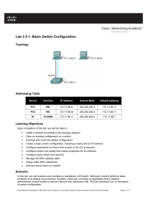 Lab 2.5.1: Basic Switch Configuration
