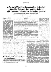 A Review of Analytical Considerations in Market Organition Research