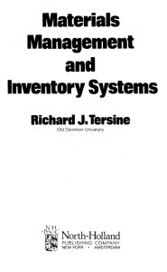 Materials Management and Inventory Systems Richard J.Tersine