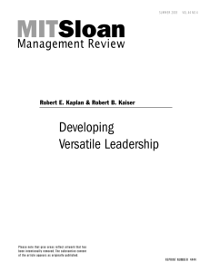 Sloan Mgmt Review Article Developing Versatile Leadership