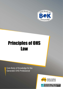Principles of OHS Law - The OHS Body of Knowledge