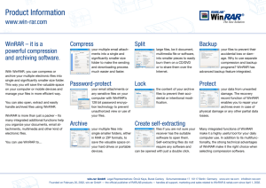WinRAR Product Information 2009