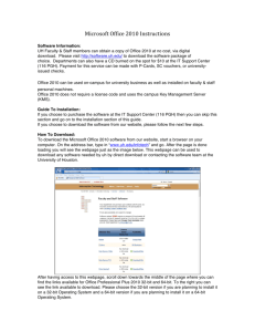 Microsoft Office 2010 Instructions