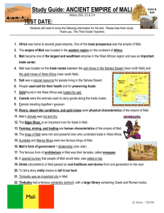 Study Guide: ANCIENT EMPIRE of MALI