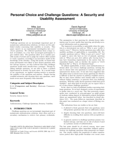 Personal Choice and Challenge Questions: A Security and Usability