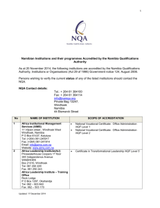 Namibian Institutions and their programmes Accredited by the