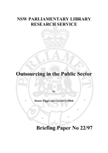 Outsourcing in the Public Sector Briefing Paper No 22/97