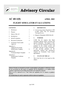 Flight Simulator Evaluations - Civil Aviation Safety Authority