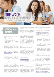 The WACE brochure for students entering Year 11 in 2015