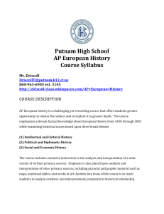 Putnam High School AP European History Course Syllabus