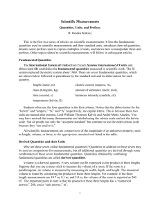 Scientific Measurements: Quantities, Units and Prefixes