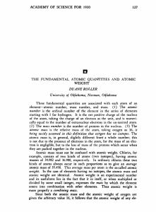 The Fundamental Atomic Quantities and Atomic Weight