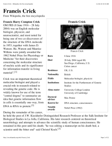 Francis Crick - Wikipedia, the free encyclopedia