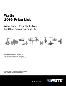 Watts Price List - Watts Water Technologies