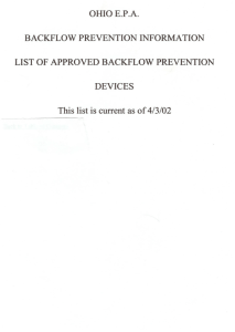 BACKFLOW PREVENTION INFORMATION LIST OF APPROVED