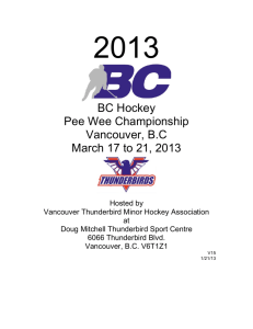 BC Hockey Pee Wee Championship Vancouver, B.C March 17 to 21