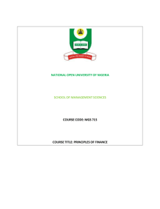 principles of finance - National Open University of Nigeria