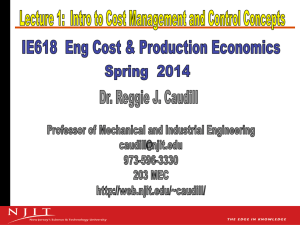 Cost Management Concepts January 22, 2014