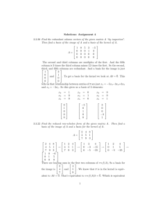 Solutions: Assignment 4 3.3.20 Find the redundant column vectors