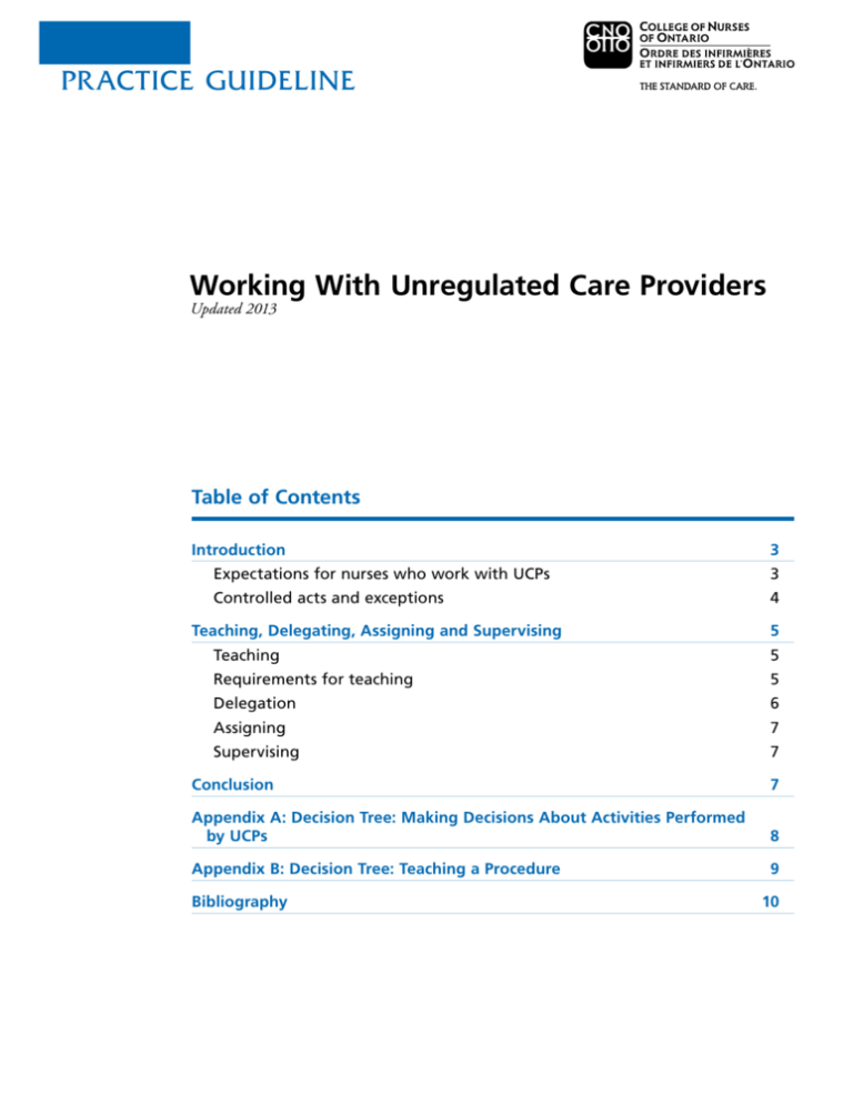 assignment and delegation to unregulated care providers