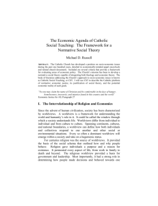 The Economic Agenda of Catholic Social Teaching: The Framework