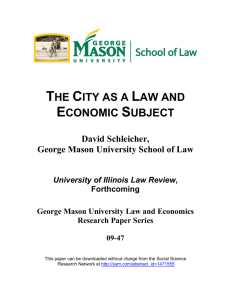 the city as a law and economic subject