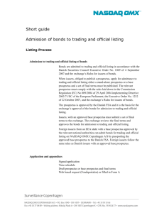 Short guide for listing of bonds