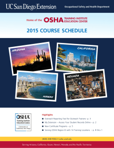 2015 COURSE SCHEDULE - OSHA Training Institute, UCSD