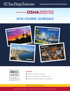 2016 COURSE SCHEDULE - OSHA Training Institute, UCSD