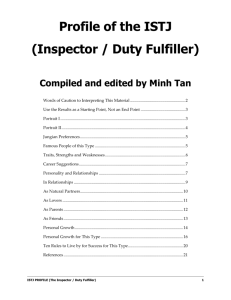 Profile of the ISTJ (Inspector / Duty Fulfiller)