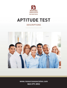 Aptitude Test Descriptions - Pre
