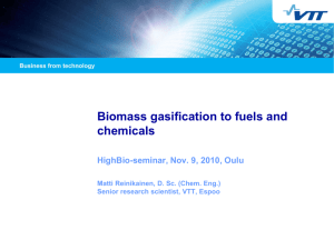 Biomass gasification to fuels and chemicals
