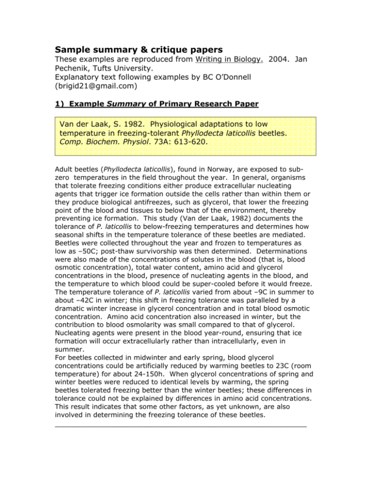 content of summary in research paper