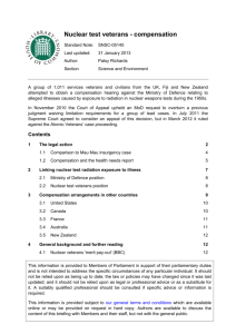 Nuclear test veterans - compensation