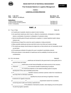 Post Graduate Diploma in Logistics Management PART